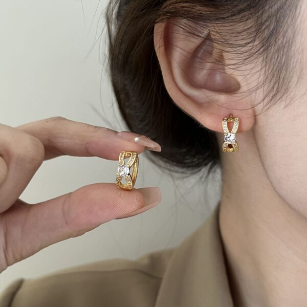 Wholesale Zircon Bow Earrings, Niche Design