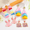 Wholesale Easter tassel colored rabbit letter enamel earrings