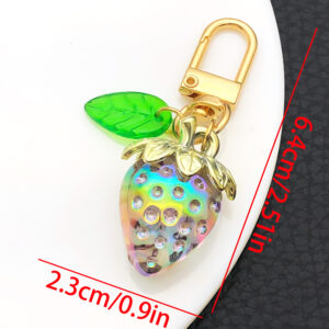 Er1706-1 transparent blue strawberry u-shaped door buckle keychain-7.7g