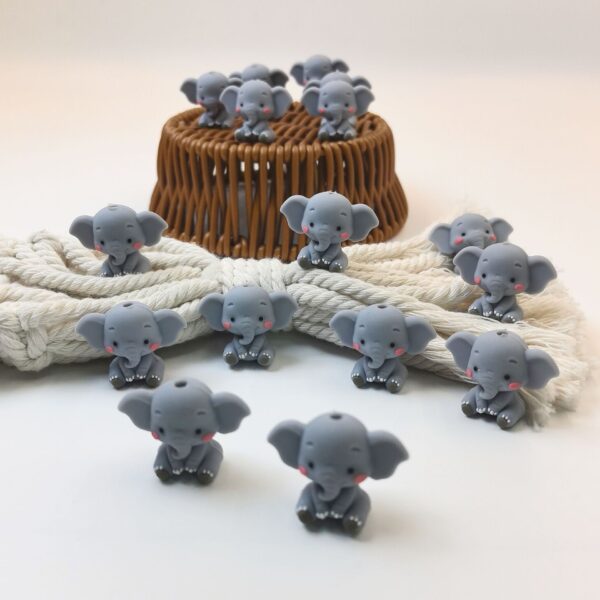 Wholesale 10pcs Cute grey elephant cartoon 3D Focal Beads