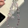 Wholesale Pink Sun Crystal Beaded Phone Strap Keychain