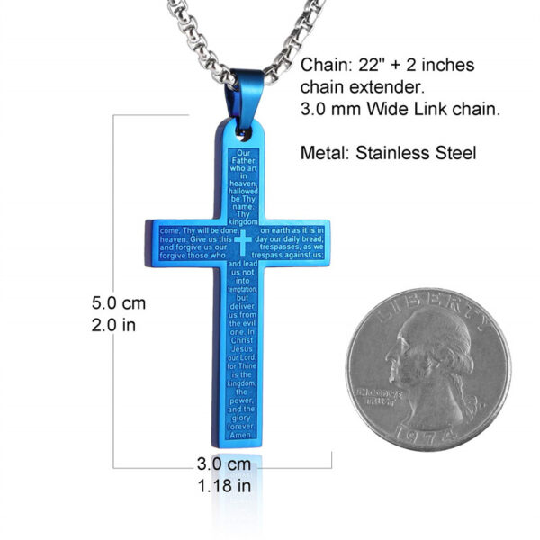 Wholesale Cross Scripture Pendant Stainless Steel Necklace