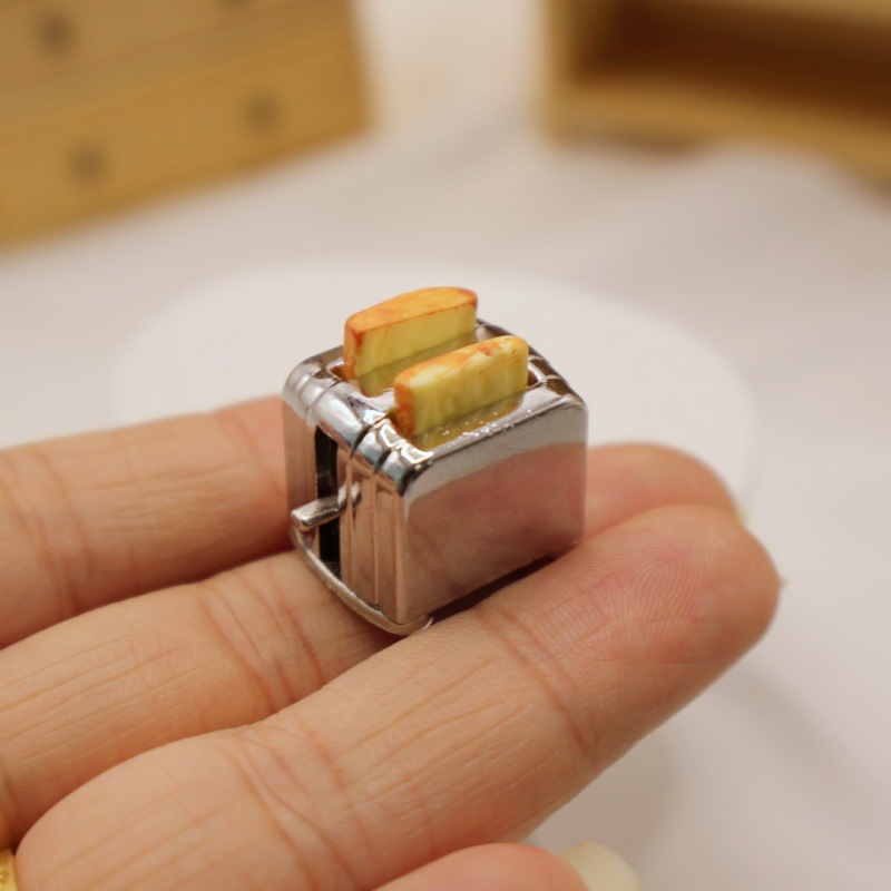 Wholesale Doll Aessories: Simulation Mini Alloy Bread Maker Kitchen Scene