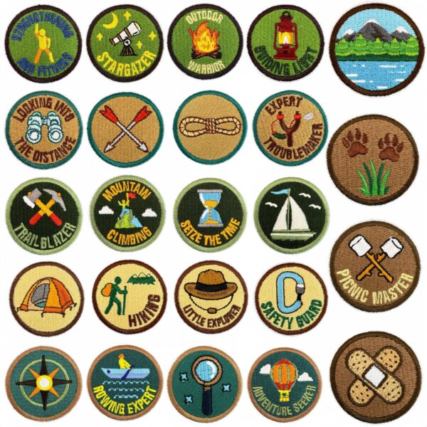 Wholesale Cartoon Round Outdoor Adventure Series Embroidery DIY Patches