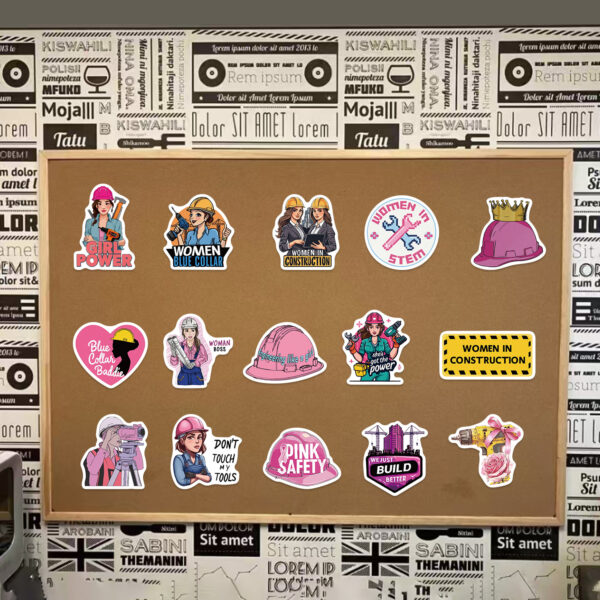 Wholesale 100 Pink Cartoon Safety Helmet Stickers DIY Waterproof