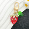 Wholesale Cute Strawberry Fruit with Leaves U-shaped Door Buckle keychain