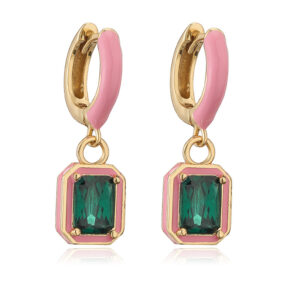 Pink drop oil green diamond 1 pair