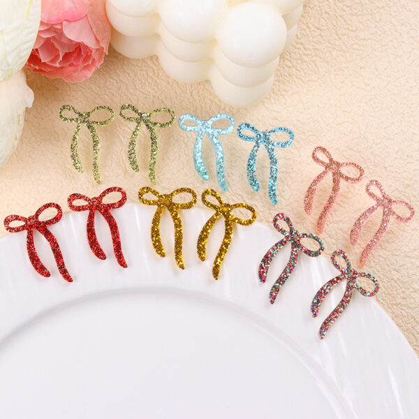 Wholesale Valentine's Day Glitter Multicolor Bow Acrylic Earrings