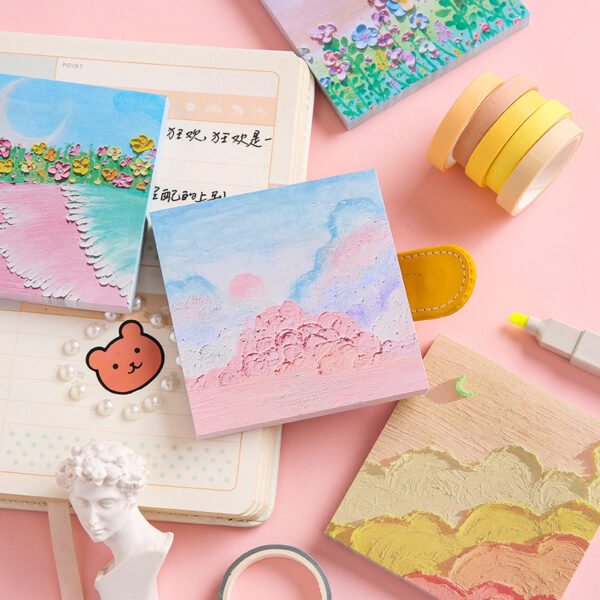 O1CN01iTw8LB1zS9MH4P8Xq_2217215236712-0-cib Wholesale Colorful oil painting style sticky notes