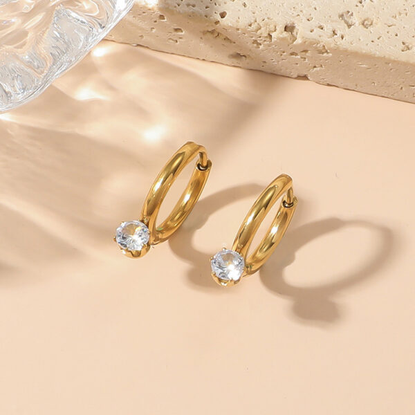 Wholesale Titanium Steel Four Claw Necklace Ring Earrings Luxury Set