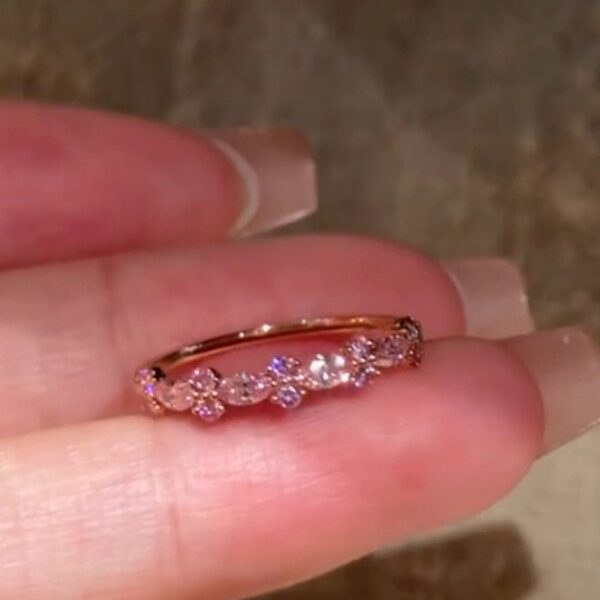 Wholesale Rose Gold Pink Diamond Ring Sparkling Diamond n Index Finger Ring