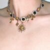 Wholesale Black Gold Cross Sun Bead Vintage Necklace