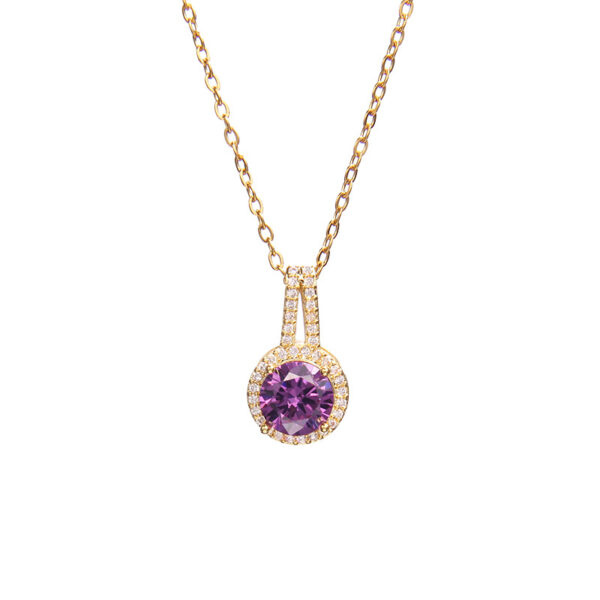 Wholesale Purple Zircon Necklace Heart Pendant Jewelry