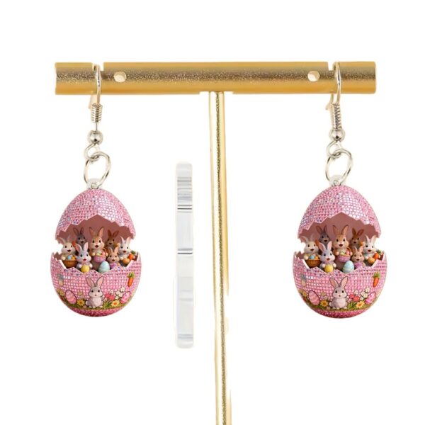 Wholesale Easter Flat Cute Pink Rabbit Acrylic Earrings