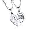Wholesale couple necklace lock a pair of love heart-shaped key necklace