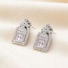 Wholesale Zircon Geometric Hollow Happiness Gate Earrings