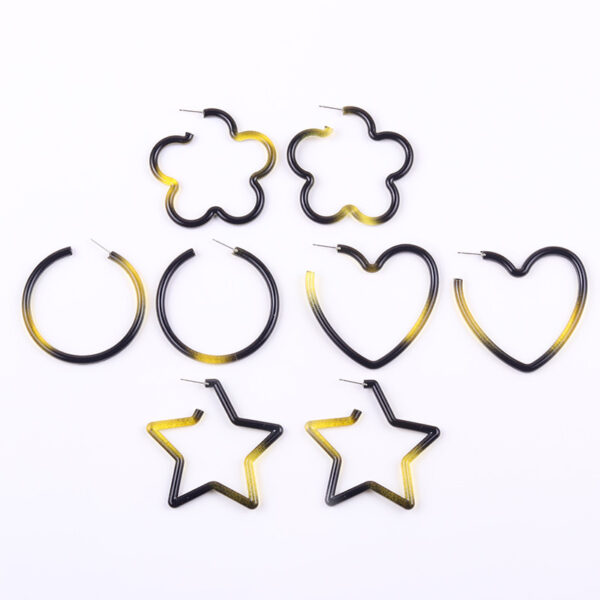 Wholesale Yellow black gradient geometric hollow earrings