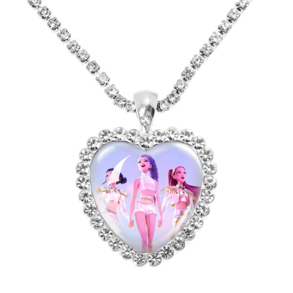 Wholesale Purple Cartoon Girl Time Gem Peach Heart Water Diamond Necklace OLY Exclusive