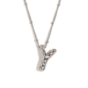 Party Balloon Letter Pendant Necklace-steel color-Y