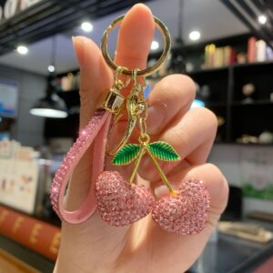 Fully diamond-studded heart-shaped cherry (heart-shaped pink) / 3.5*4