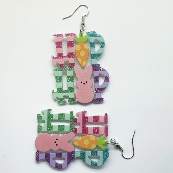 Wholesale Easter egg bunny fluorescent candy colored acrylic earrings