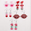 Wholesale Valentine's Day Earrings Love Lips Rose Acrylic Earrings