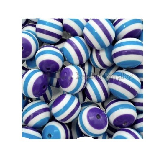 Wholesale 5pcs 20MM Mermaid Style Resin Stripe Beads DIY Three Color Stripe Resin Beads