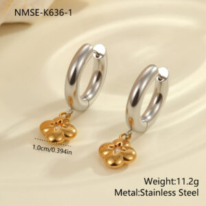 NMSE-K636-1 Four-Leaf Clover Earrings / 18K