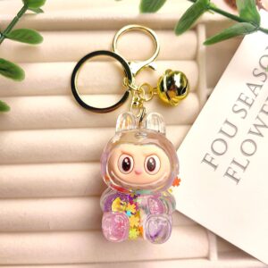 Oil-filled colorful bead labubu - assorted colors / Quicksand bottle pull cloth + bell pendant
