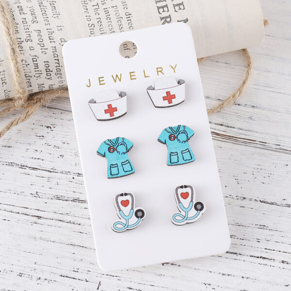 Wholesale Nurse's Day Stethoscope Nurse Cute Heart and Lung Organs Earrings