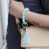 Wholesale Silicone Wrist Leather Tassel Bracelet Keychains