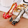 Wholesale Wave dot high heels rhinestone metal keychain