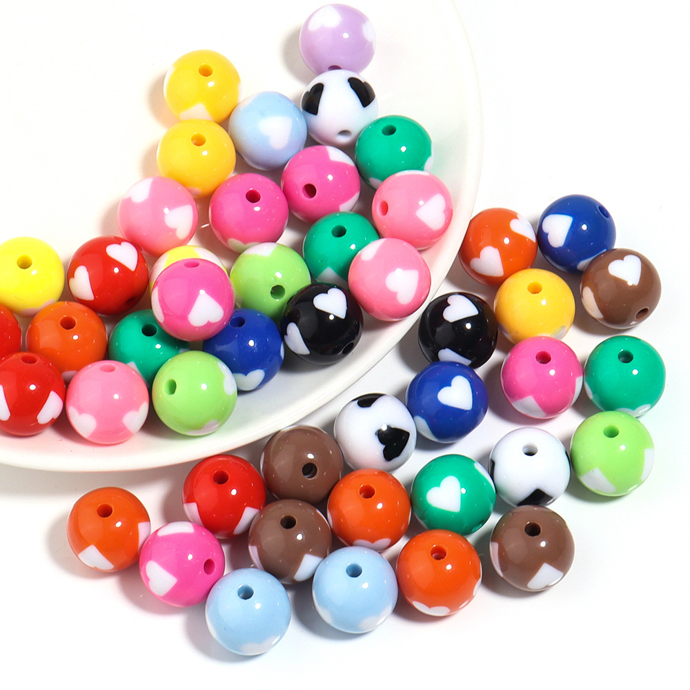 Wholesale Resin color love two-color round beads DIY handmade bracelet necklace jewelry beaded material aessories
