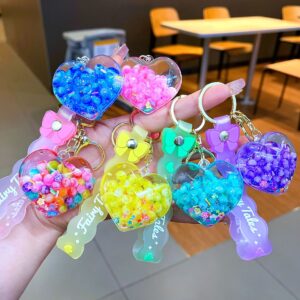 Bow rope [mixed] glow-in-the-dark bubble bead heart / Quantity 1 is 1