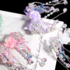 Wholesale 3pcs Colorful tassel bow acrylic straight hole beads