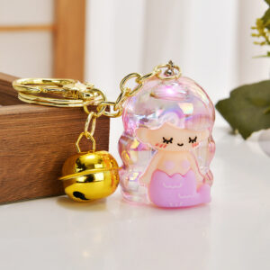 Pencil sharpener-purple / Light gold chain + mermaid pencil sharpener-bell