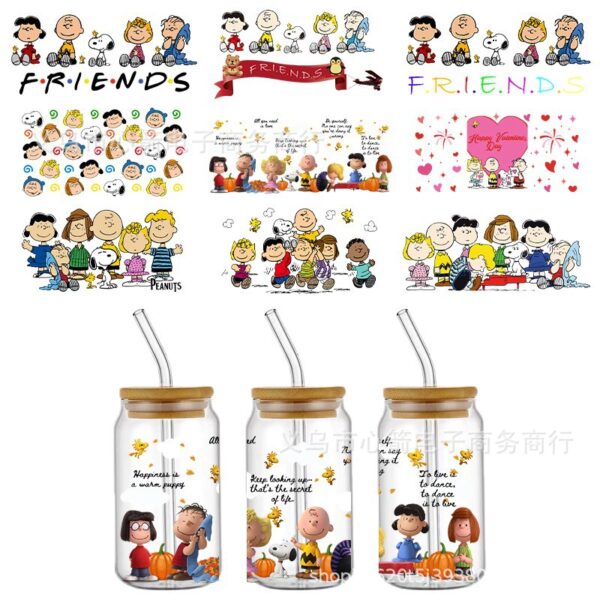 Wholesale UV DTF Crystal Clear Stickers, Cute Cartoon Pattern, 16oz Glass C, Waterproof and Scratch-Resistant,