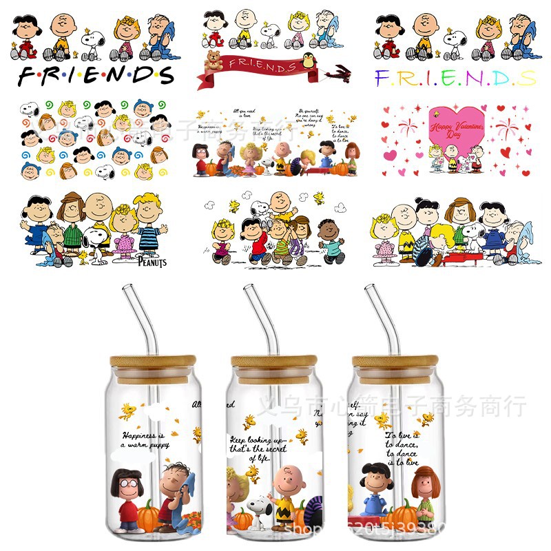 Wholesale UV DTF Crystal Clear Stickers, Cute Cartoon Pattern, 16oz Glass C, Waterproof and Scratch-Resistant, Cross-Border