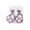 Wholesale Valentine's Day Black and Pink Hollow Heart Acrylic Earrings