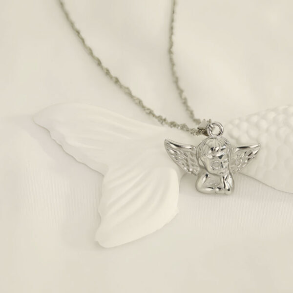 Wholesale Retro cartoon angel titanium steel necklace