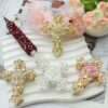 Wholesale Full rhinestone cross straight hole beads