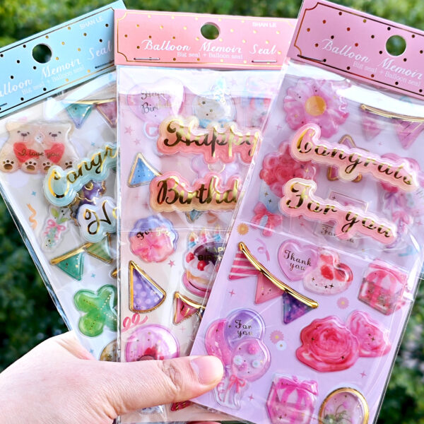 Wholesale Birthday cake, food, balloon stickers, children's girls, gold foil, Japanese cartoon, girly DIY decorative stickers