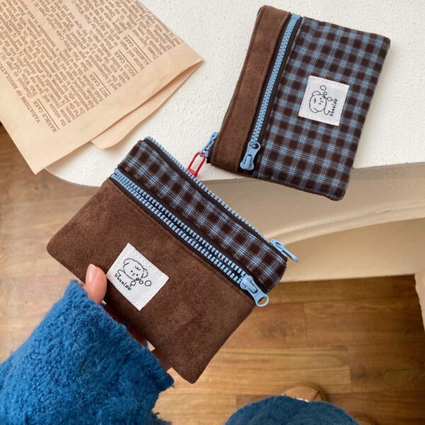 Wholesale Suede double-layer ID splicing coin purse