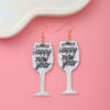 Wholesale Letter glitter wine glass bling earrings