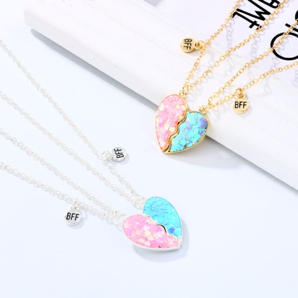 Wholesale Best Friend Necklace Set Magnet Pair of Sequins Onion Powder Glue