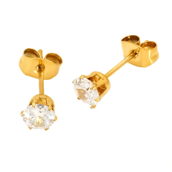 Wholesale Titanium Steel Zircon Pearl Steel Bead Earrings Niche Versatile Light Luxury