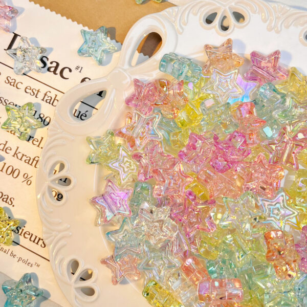 Wholesale 10pcs transparent double-layer pentagram acrylic beads