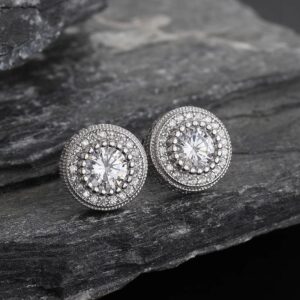 Wholesale Round patterned zircon inlaid earrings