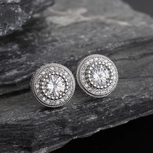 Wholesale Round patterned zircon inlaid earrings
