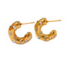 Wholesale Stainless steel diamond-studded earrings for women, gold-colored